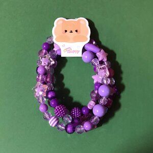 Grape Soda Party - Set of 3 Purple Handmade Beaded Bracelets - Stackable Jewelry